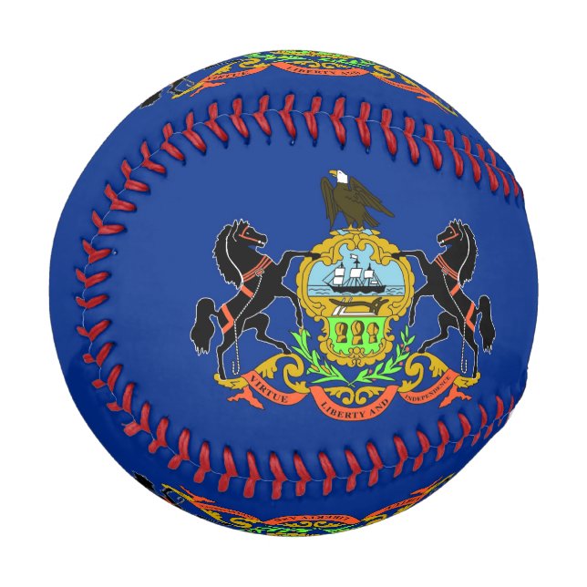 Balle De Baseball Baseball patriotique avec drapeau de Pennsylvanie (Devant Gauche)