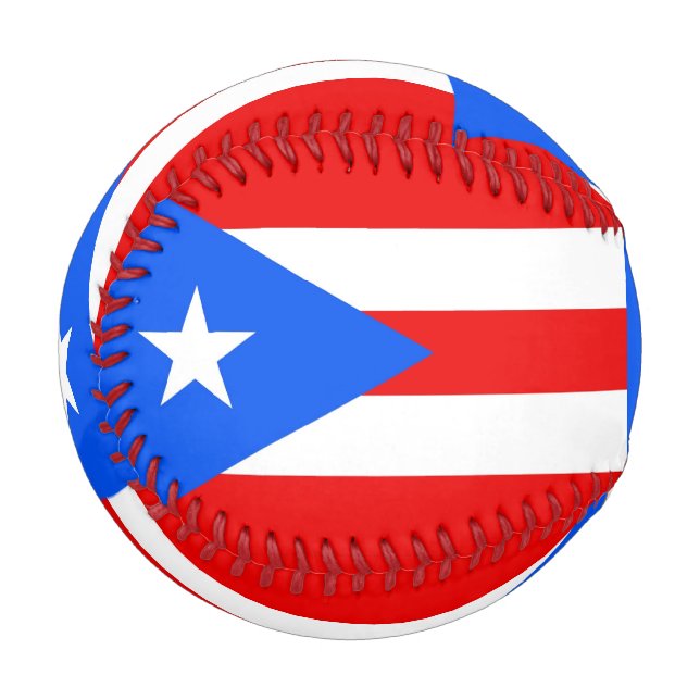 Balle De Baseball Baseball patriotique avec drapeau de Porto Rico (Devant Gauche)
