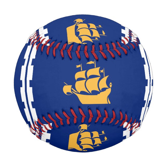 Balle De Baseball Baseball patriotique avec drapeau de Québec (Devant)