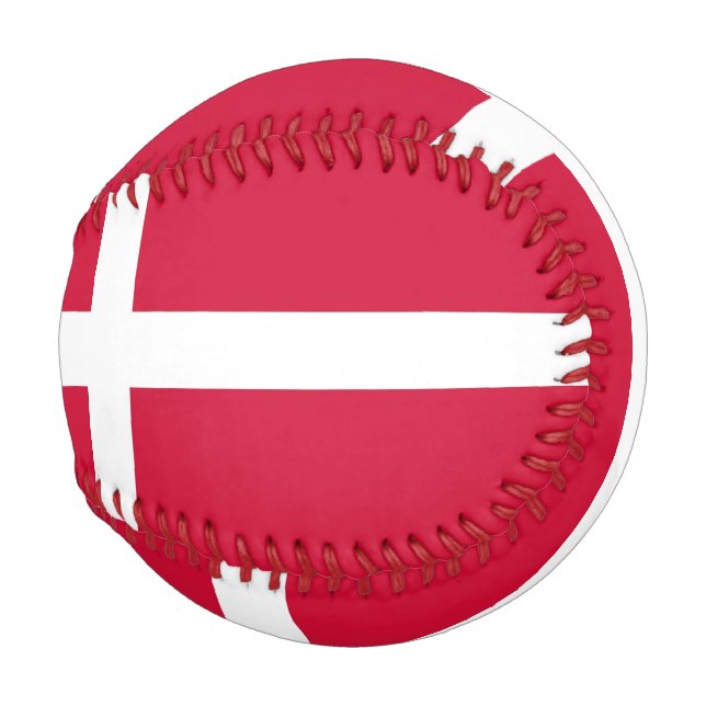 Balle De Baseball Baseball patriotique avec drapeau du Danemark (Devant Droite)