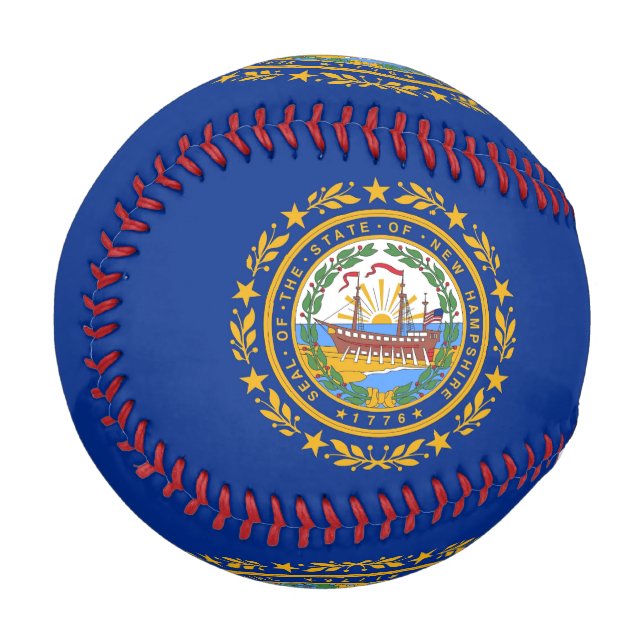 Balle De Baseball Baseball patriotique avec drapeau du New Hampshire (Devant Gauche)