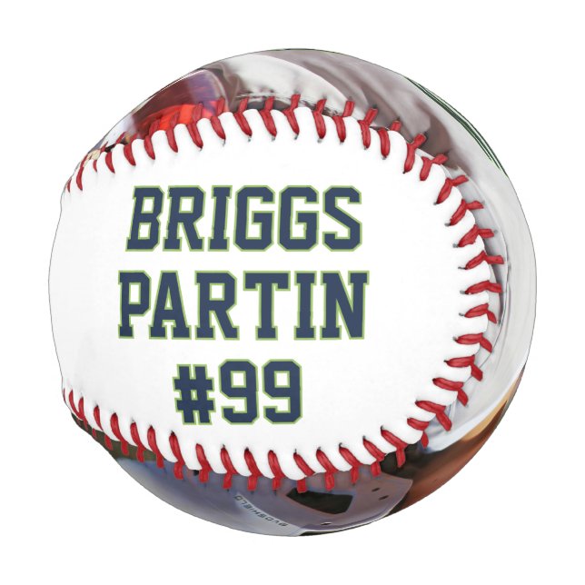 Balle De Baseball Baseball personnalisé avec nom et photo personnali (Dos Gauche)