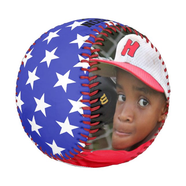 Balle De Baseball Baseball Photo Personnalisé avec Nom et Année (Angle)