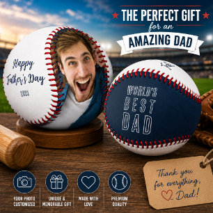 Balle De Baseball Baseball Photo Personnalisé Meilleur Papa du Monde