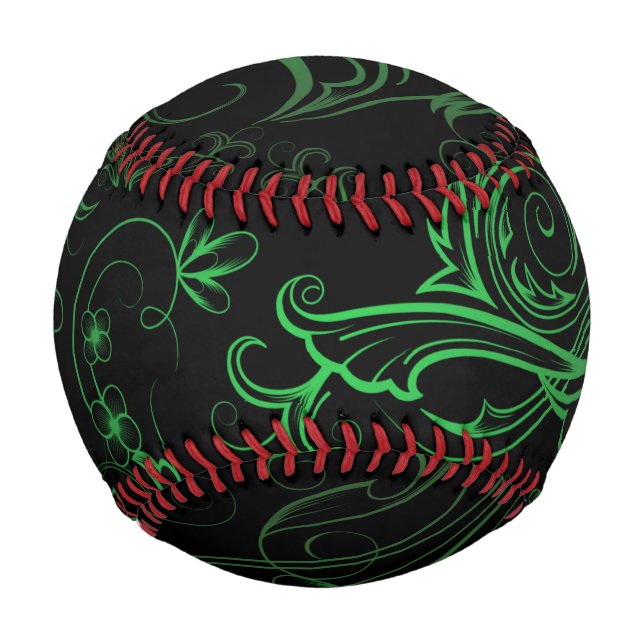 Balle De Baseball Baseball vert floral (Devant)