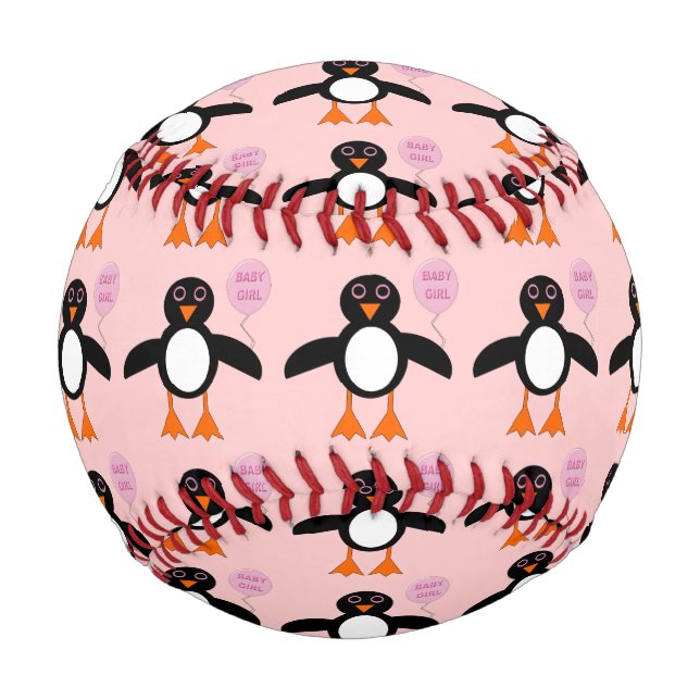 Balle De Baseball Bébé rose mignon fille Penguin Baseball (Devant)