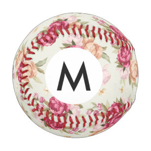 Balle De Baseball Belle couleur motif pivoine sur vert