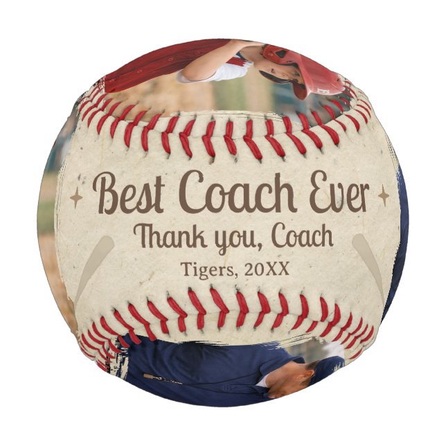 Balle De Baseball Best Coach Ever 2 Photo Coach Gift Keepsake (Dos)