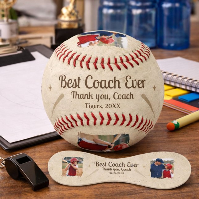 Balle De Baseball Best Coach Ever 2 Photo Coach Gift Keepsake (Créateur téléchargé)