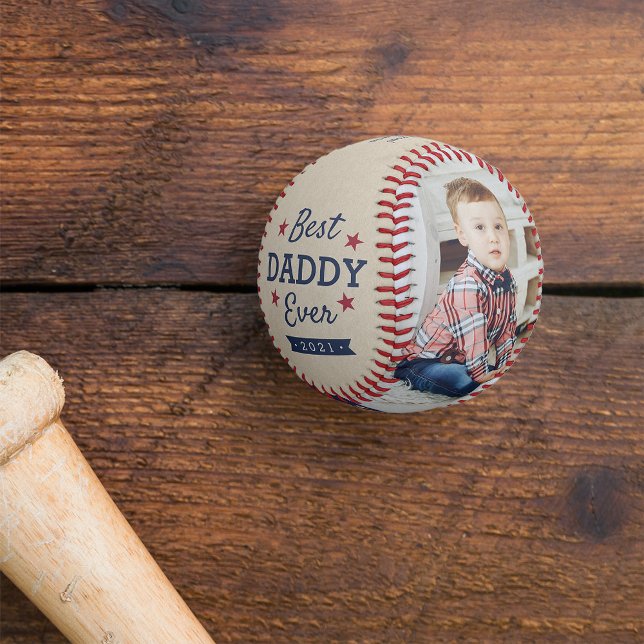 Balle De Baseball Best Daddy Ever | Custom Photo (Créateur téléchargé)