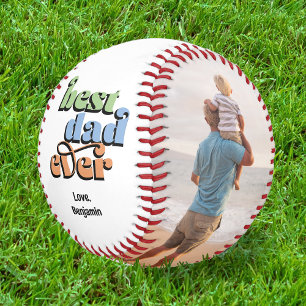 Balle De Baseball Best Papa Ever 2 Photos Texte coloré