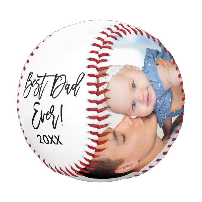 Balle De Baseball Best Papa Ever Année 2 Bracelet photo Script (Angle)