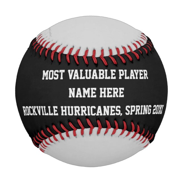 Balle De Baseball Black and Grey, MVP Player Award, Nom, (Devant)