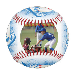Balle De Baseball Bleu Baseball Retro Blanc avec photo