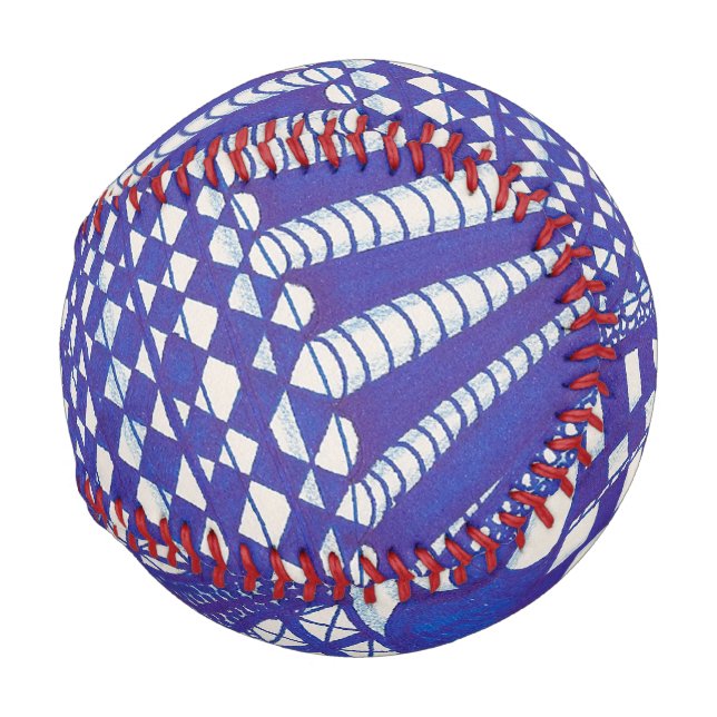Balle De Baseball Bleu et blanc Abstrait Line Art Baseballs (Dos Gauche)