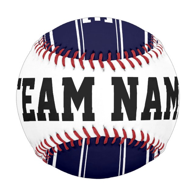 Balle De Baseball Bleu Marine Avec Monogramme Personnalisé (Devant)