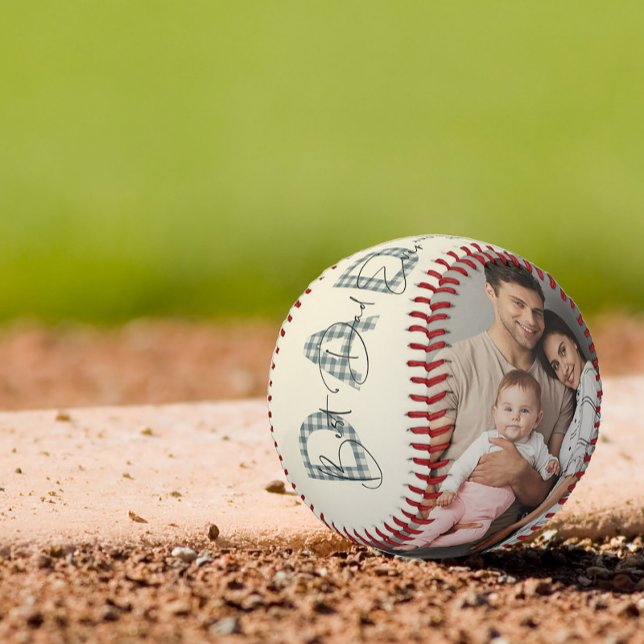 Balle De Baseball Bleu Plaid Meilleur Papa Jamais Première Fête des  (Easily personalize this Best Dad Ever baseball with your text and photos for a gift he'll treasure)