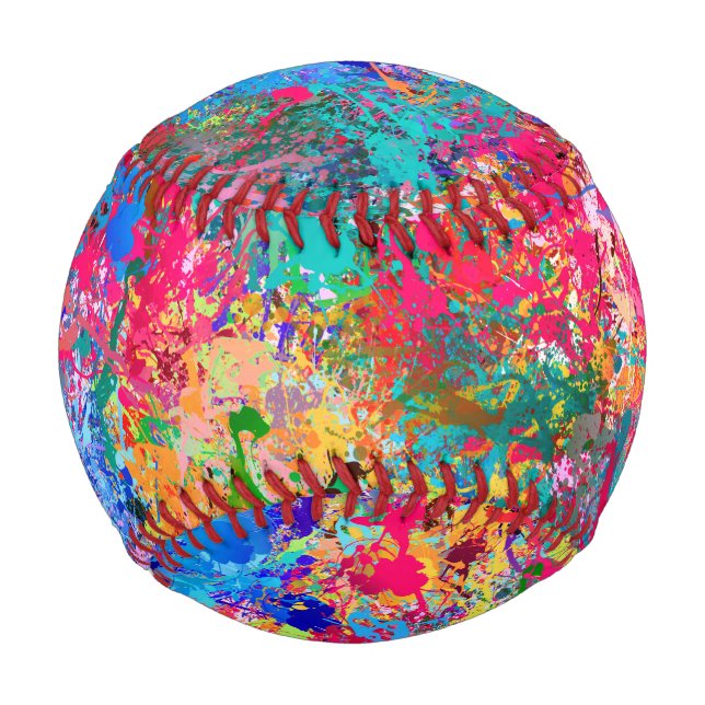 Balle De Baseball Bleu Rouge Jaune Vert Rose Turquoise Splash Abstra (Devant)