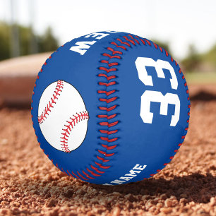 Balle de baseball bleue personnalisée avec nom équ