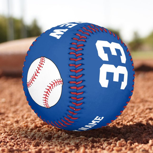 Balle de baseball bleue personnalisée avec nom équ (Créateur téléchargé)