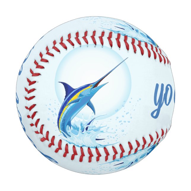 Balle De Baseball Blue Marlin Jumping out of Ocean (Devant Gauche)