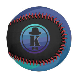 Balle De Baseball Blue Ombre Nom Monogramme Initial Pour Hommes