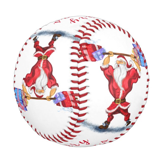 Balle De Baseball Bodybuilder Père Noël Funny Christmas Baseball (Angle)