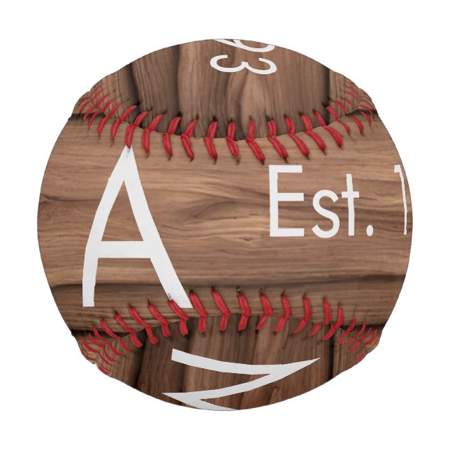 Balle De Baseball boho rustique Brown ajouter nom lettre année date  (Devant)