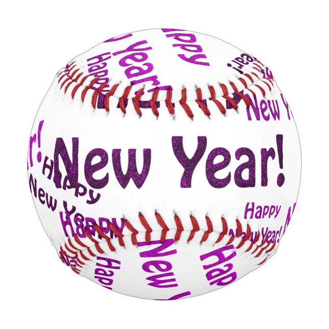 Balle De Baseball bonne année violette joyeuse (Dos)