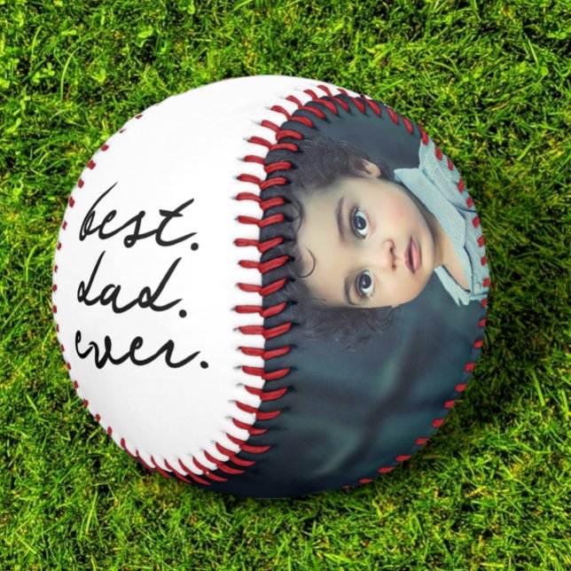 Balle De Baseball Bonne Fête des pères Meilleur Papa Jamais Personna (Happy Fathers Day Best Dad Ever Personalized Baseball from Ricaso. Add your own photos and message)