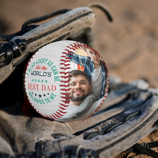 Balle De Baseball Bonne Fête des pères | Photos de famille personnal (Créateur téléchargé)