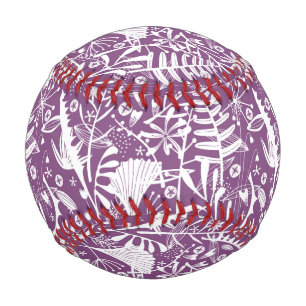 Balle De Baseball Botanique moderne violet