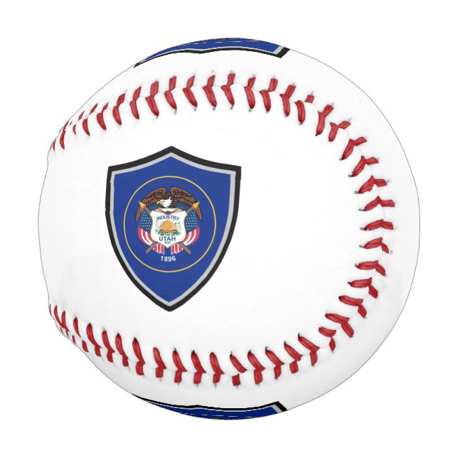 Balle De Baseball Bouclier Utah drapeau baseball (Devant Droite)