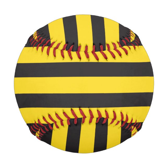 Balle De Baseball Bourdon Noir Jaune Lignes Horizontales Abeille (Devant)