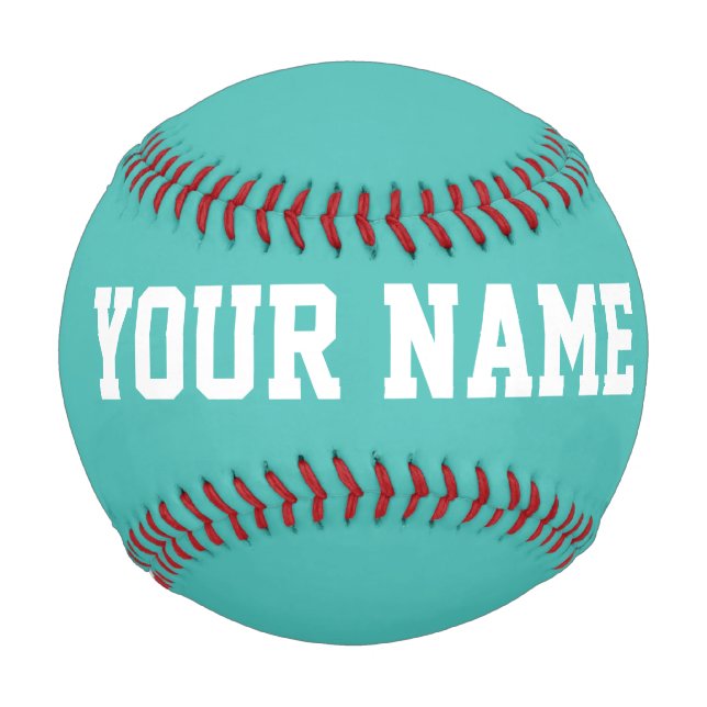 Balle De Baseball Boy Birthday gift idea custom name text turquoise (Devant)