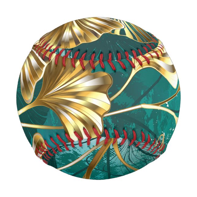 Balle De Baseball Branche avec Feuilles d'or Ginko Biloba (Devant)