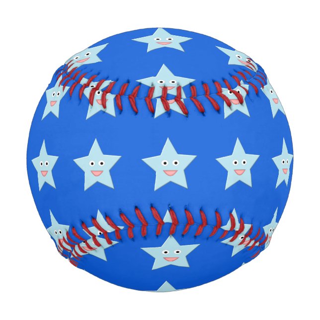 Balle De Baseball Bright Blue Celebration Star Baseball (Devant)