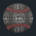 Balle De Baseball Cadeau du 1er anniversaire pour son ballon de base<br><div class="desc">Cute two doodle hand drawn heart 1st year anniversary design.</div>
