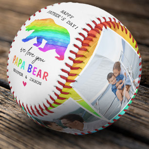 Balle De Baseball Cadeau Papa Ours Arc-en-ciel vibrant pour Papa