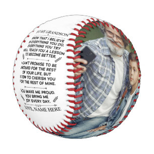 Balle De Baseball Cadeau personnalisé à mon petit-fils avec 2 phot