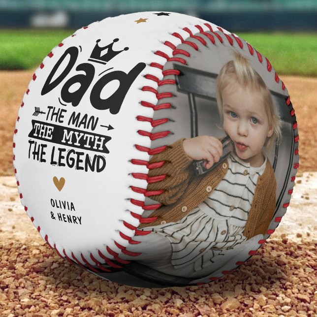 Balle De Baseball Cadeau Photo 2 Papa Mignon, Homme, Mythe, Légende (Créateur téléchargé)