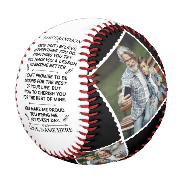 Balle De Baseball Cadeaux d'études à mon petit-fils avec 4 photos (Angle)