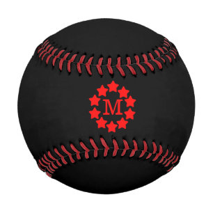 Balle De Baseball Cadre Red Star Monogrammé Baseball Noir