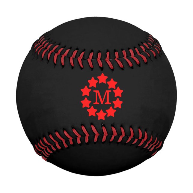 Balle De Baseball Cadre Red Star Monogrammé Baseball Noir (Devant)
