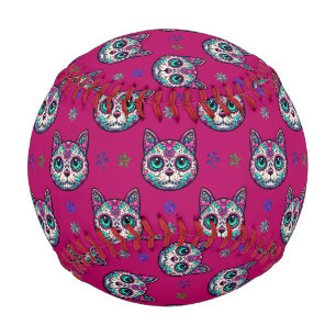 Balle De Baseball Calavera Cat Art Motif