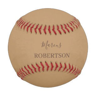 Balle De Baseball Calligraphie monogramme marron minimaliste profess