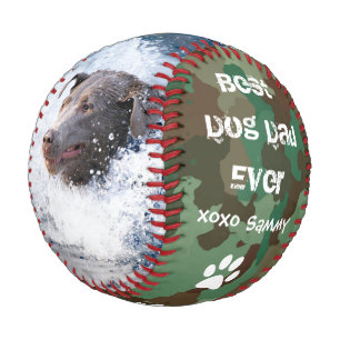 Balle De Baseball Camouflage Best Chien Papa Photo Fête des pères Ba