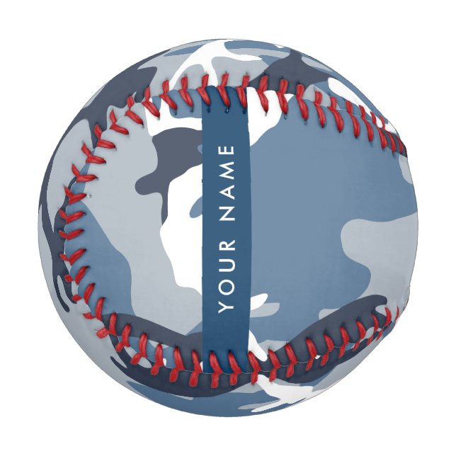 Balle De Baseball Camouflage bleu neige d'hiver Votre nom Personnali (Devant Gauche)