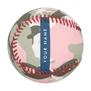 Balle De Baseball Camouflage Rose et Vert Personnalisez votre nom