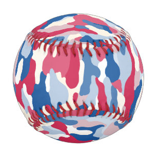 Balle De Baseball Camouflage rouge blanc et bleu